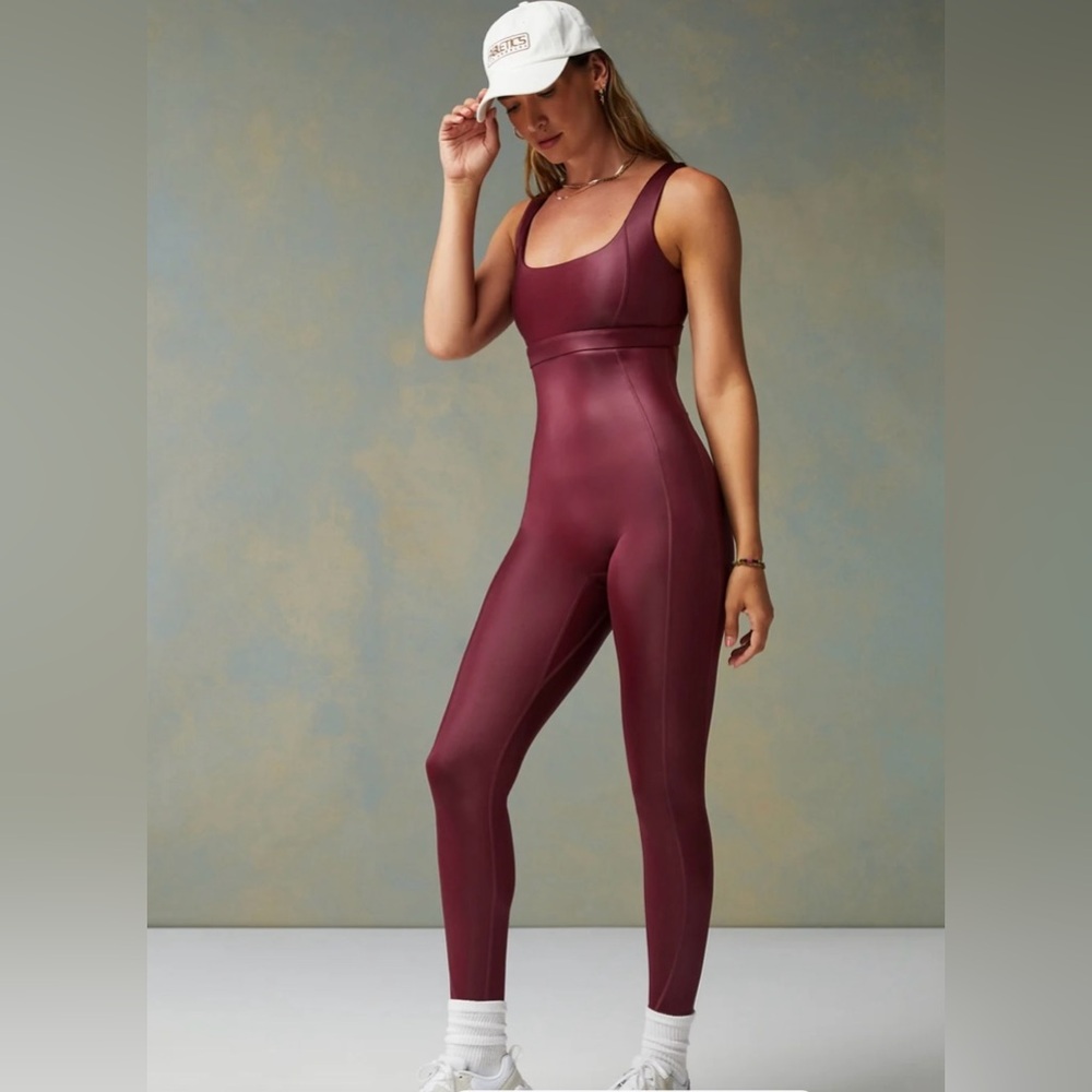 Fabletics Women’s Motion365+ Shine Jumpsuit Burgundy Size S